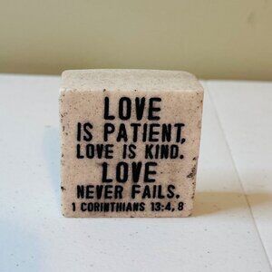 Valentines Day Love is Patient Stone Block Home Decor With 1 Corinthians 13:4, 8